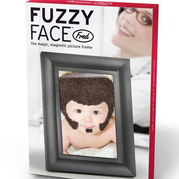 NIB Fuzzy Face Fred Picture Frame magnetic picture frame white elephant gift - Picture 1 of 4